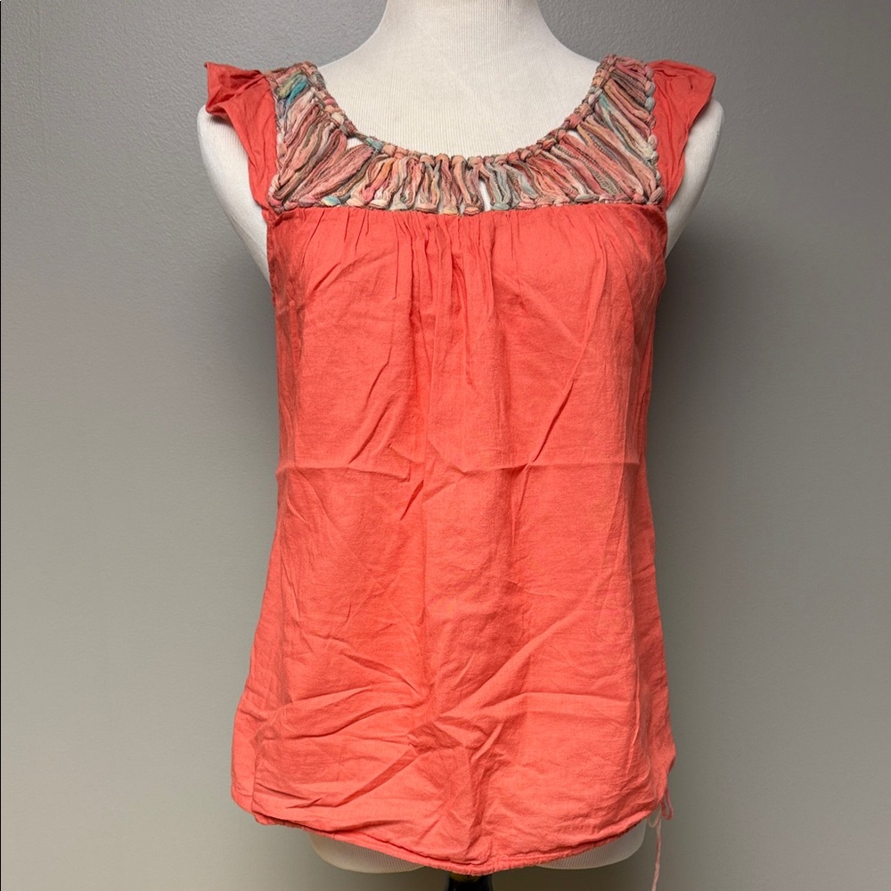 Lucky Brand Boho Ruched Scoop Neck Sleeveless Top – Size S